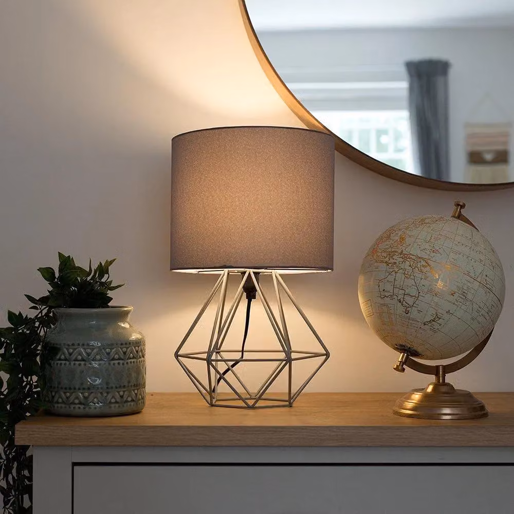 ValueLights Angus Geometric Pair of Grey Table Lamps – 4