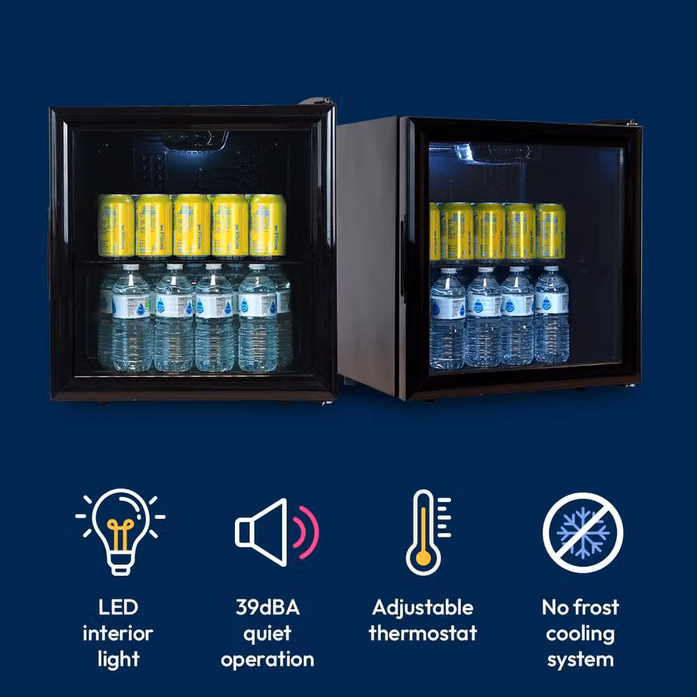 SIA DC3B Mini Drinks Fridge and Wine Cooler, 46L Table Top Model with Glass Door, Black, W/D/H: 47.5 x 39.0 x 47.5 cm – 3