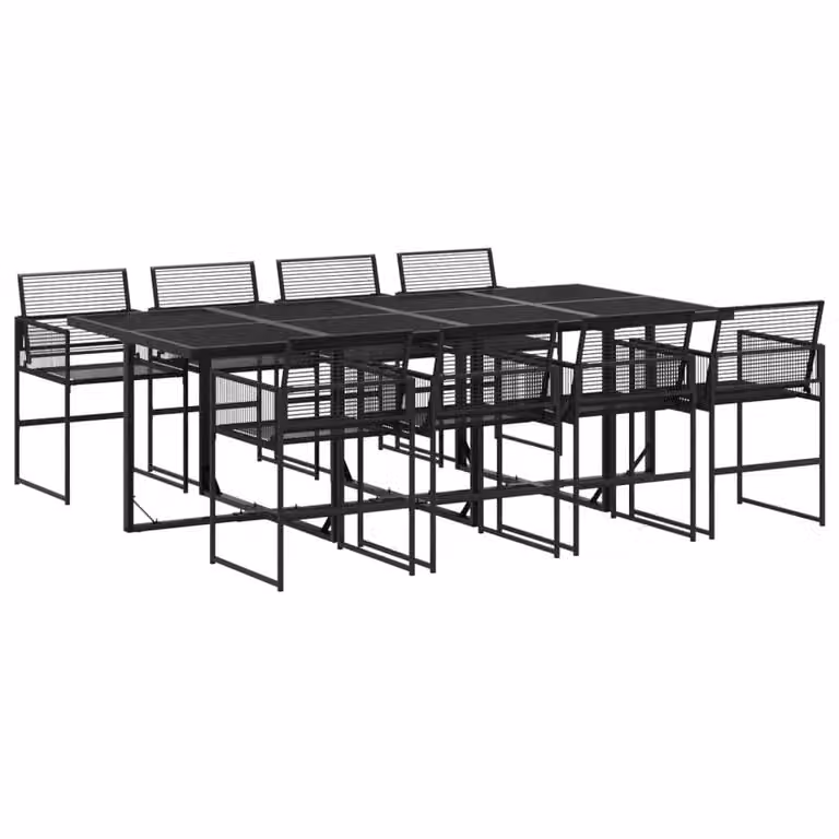 Berkfield Home Beautiful 9 Piece Black Poly Rattan Garden Dining Set