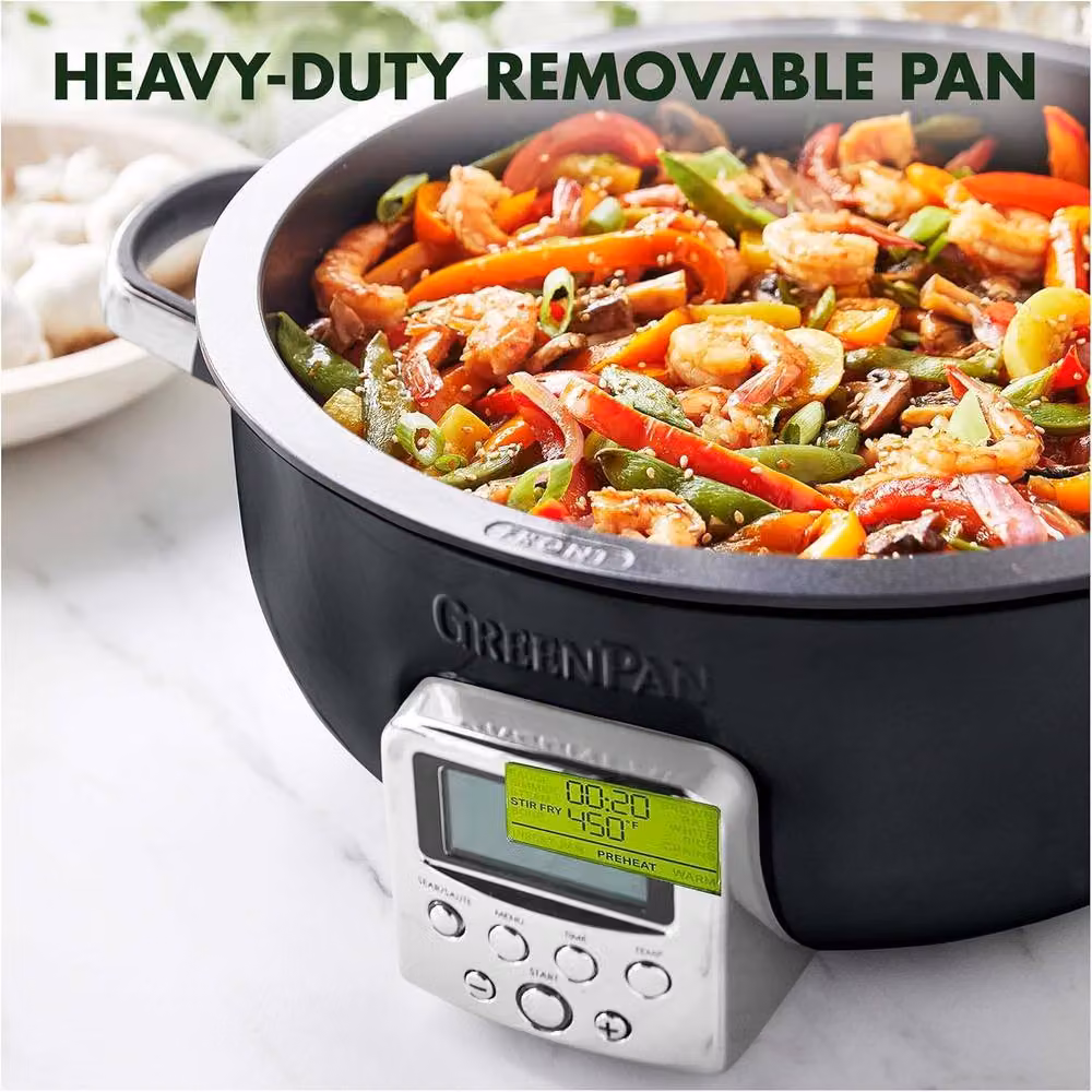GreenPan Elite Omnicooker in Black with 5.6L Capacity and PFAS-Free Ceramic Non-Stick Coating – 5