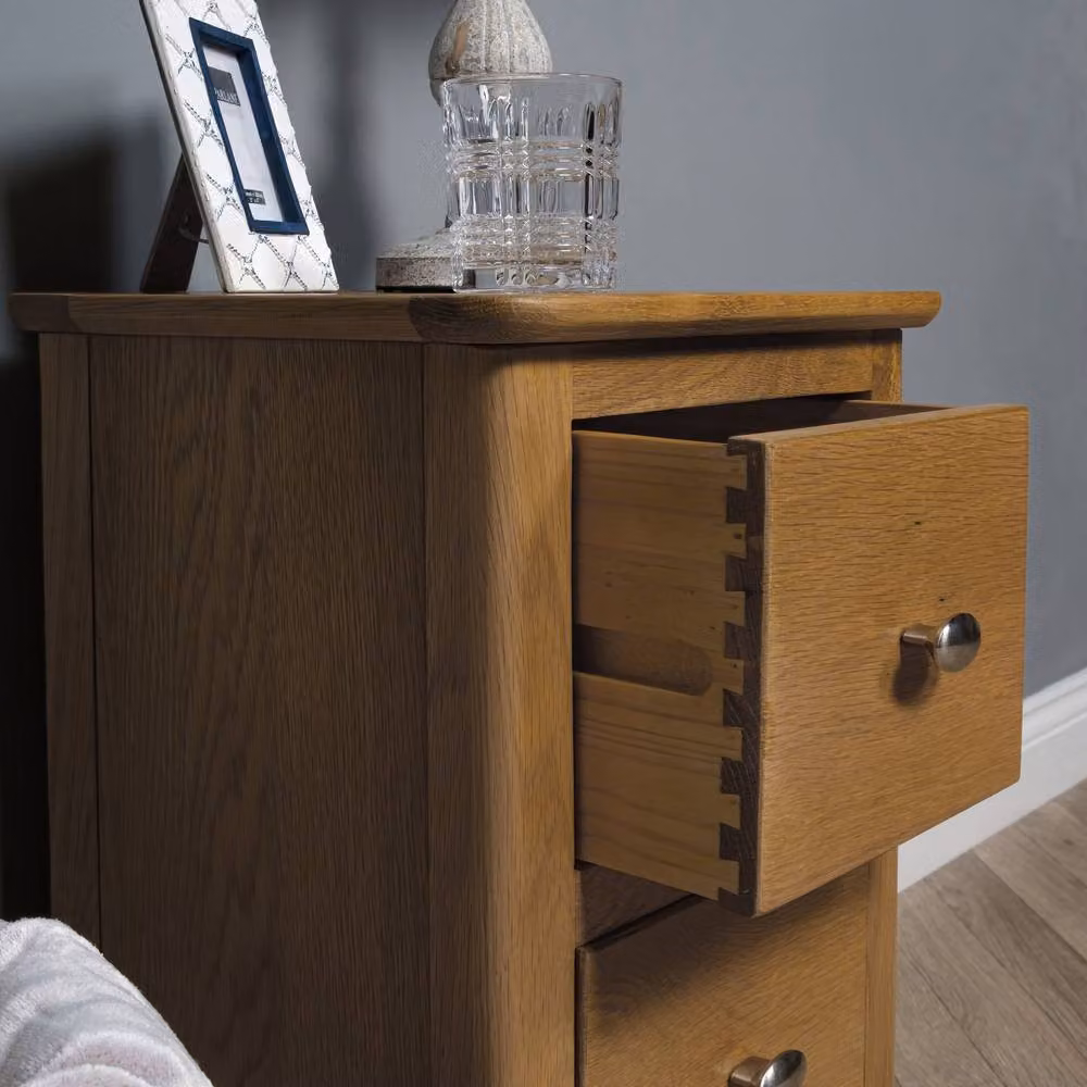 Elm Home And Garden Natural Oak 2 Drawer Bedside Cabinet in Tan – 3