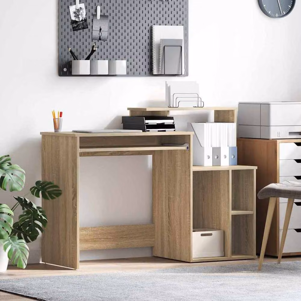 Berkfield Home Writing Desk in Sonoma Oak and Beige, W/D/H: 120.5 x 44 x 88.5 cm – 2