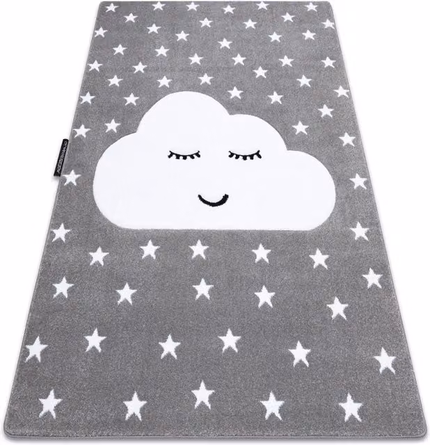RugsX Petit Grey Star Pattern Rectangular Rug, W: 80 cm, L: 150 cm – 1
