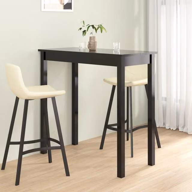 Berkfield Home Modern Black MDF Drop Leaf Bar Table W: 115 cm, D: 55 cm, H: 107 cm – 1