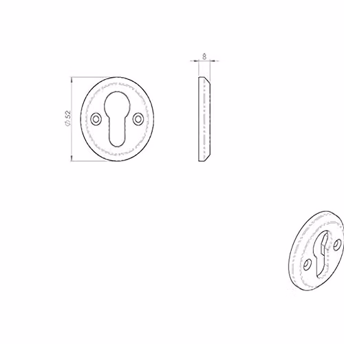 Loops 52mm Euro Profile Round Escutcheon Plate in Black Antique Zinc – 2