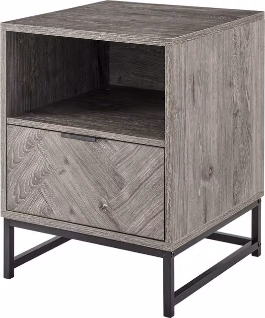 Livivo Mid-Century Geometric Herringbone Side Table in White