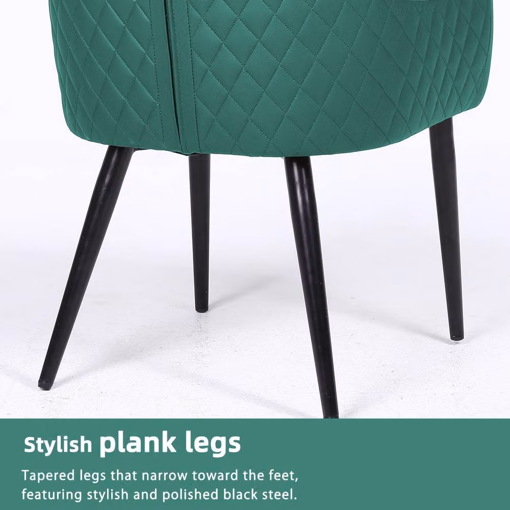 FURNITURE ONE Set of 2 Modern Upholstered Dining Chairs in Green Synthetic Leather – 6