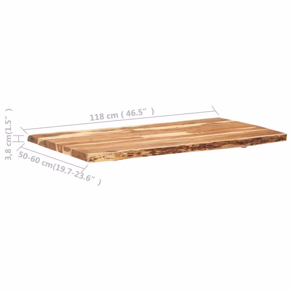 Berkfield Home Solid Acacia Wood Table Top, Brown, W: 118 cm, D: 50-60 cm, H: 3.8 cm – 2