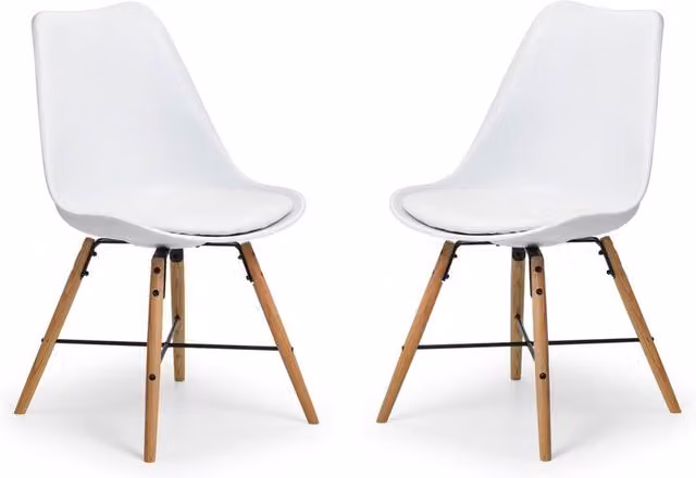 Cheshire Rosedale Set of 2 Elegant White Seat and Oak Legs Dining Chairs – 1