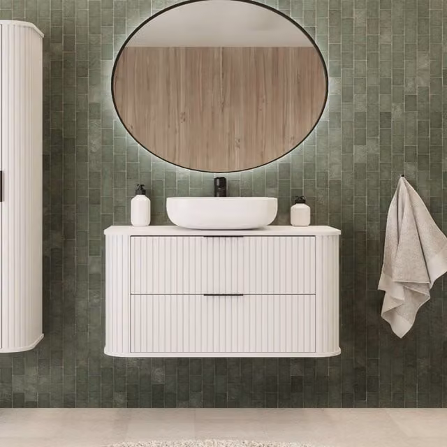 Heze Furniture Glamour Style 2 Drawer Bathroom Vanity Cabinet, White, W: 120 cm, D: 41.5 cm, H: 51.7 cm