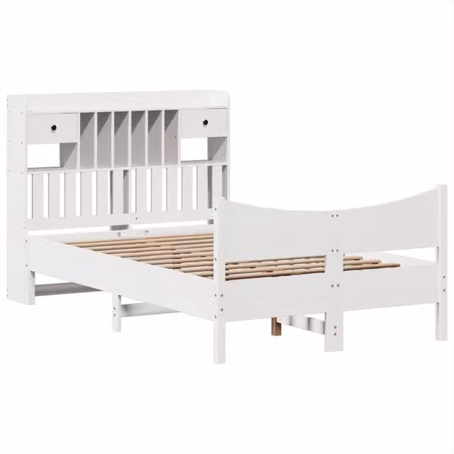 Berkfield Home Solid Pine Bed Frame with Drawers, White, W/D/H: 140 x 190 cm – 1