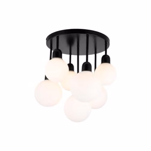 Cosylyte Modern Broome 7-Light Milk Glass Globe Ceiling Light, Black and White, W/D/H: 46 x 46 x 44 cm – 1