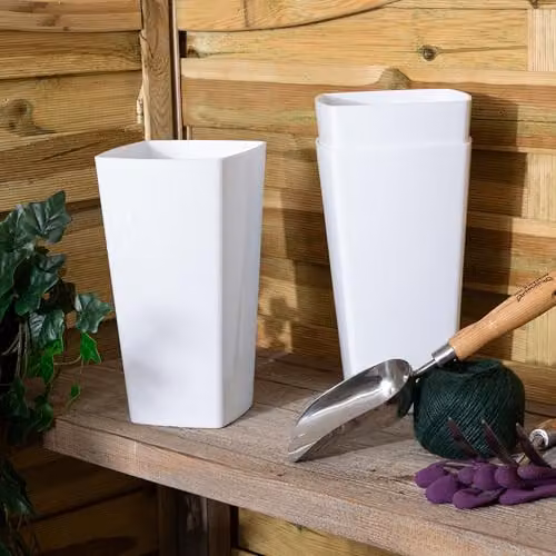 Wham Studio Set of 3 Square Plastic Planters in White, Height: 16 cm – 2