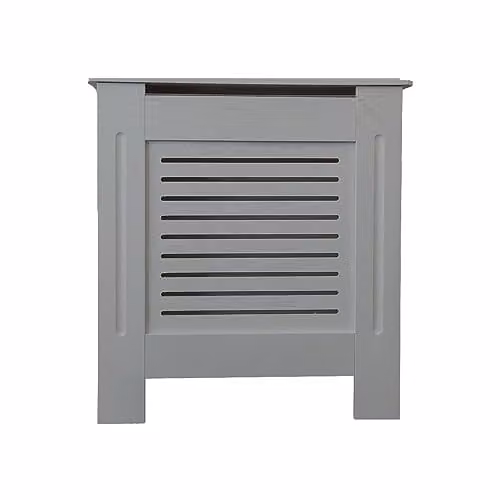 Airwave Small Horizontal Line Style Radiator Cover in Matt Grey MDF, W/D/H: 81.5 x 78.0 x 19.0 cm