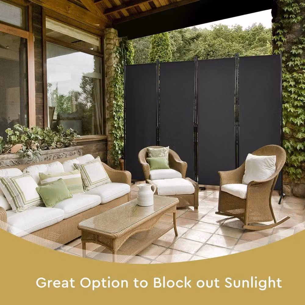 Kelvenix 4-Panel Folding Privacy Screen in Matt Black, Height: 173 cm – 5