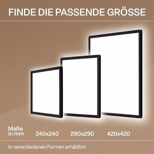 B.K.Licht Black LED Slim Panel Ceiling Light, 16W, 1900lm, 4000K Neutral White, IP44 Splash-Proof, W/D/H: 24 x 24 x 3 cm – 6
