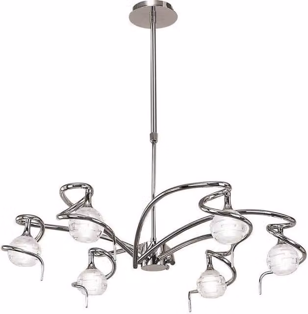 Netlighting Dali Telescopic Convertible 6 Light G9 Pendant or Semi Flush Ceiling Light in Chrome and Grey