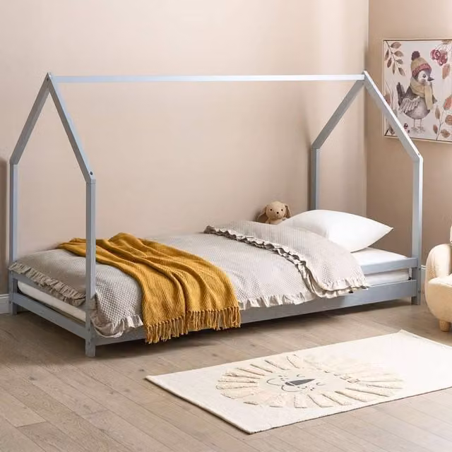 Wyld Haus Kids House Bed in Grey Lacquered Pine, W/D/H: 90 x 200 cm – 1