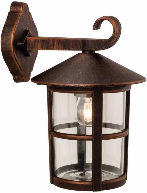 Netlighting Stratford Bronze Outdoor Wall Lantern Downlight with Transparent Glass, IP44, E27