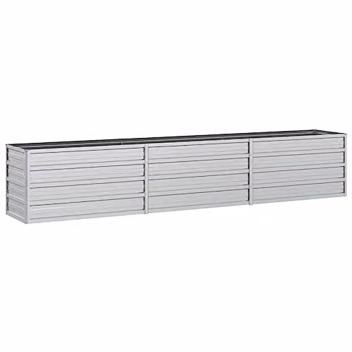 vidaXL Galvanised Steel Raised Garden Bed in Silver Tone, W: 240 cm, D: 40 cm, H: 45 cm – 1