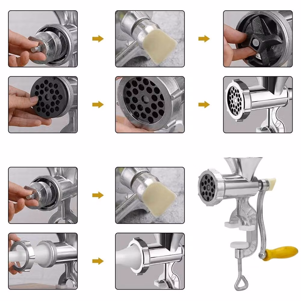 Nordara UK Manual Sausage Maker and Meat Grinder Filler Tool in Silver Stainless Steel – 4