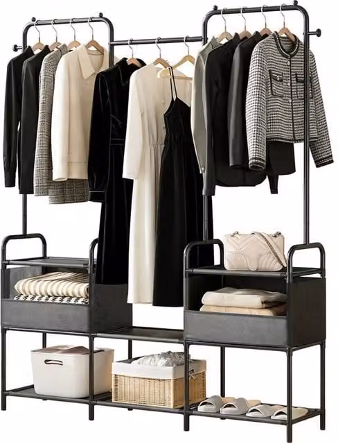Nordara Black Heavy Duty Metal Clothes Rail and Open Wardrobe Garment Rack