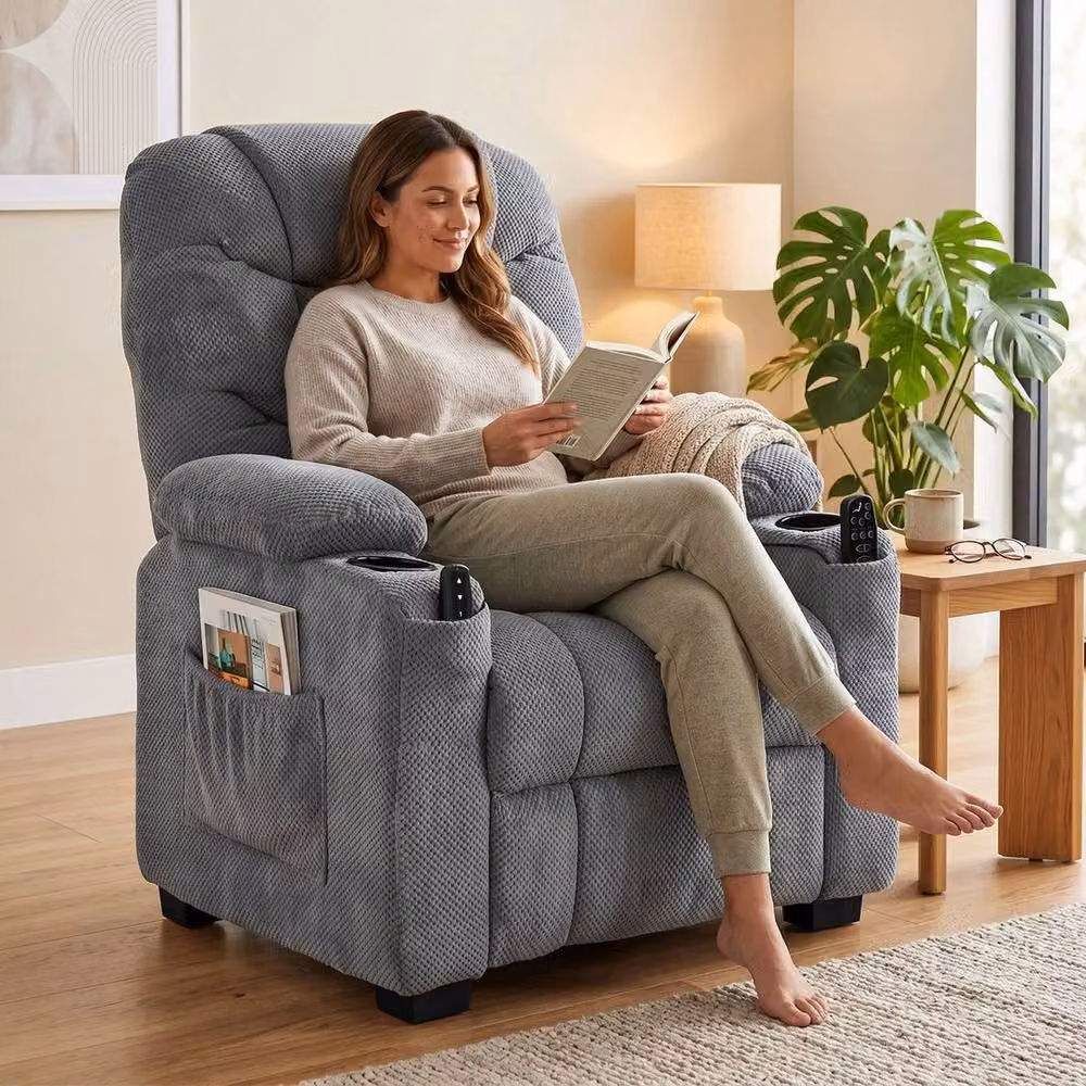 FORGEVIO Electric Massage Recliner Chair with Heat in Grey – 4