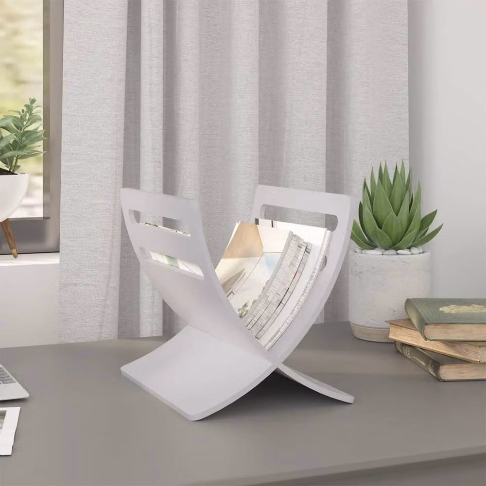 Berkfield Home White Wooden Floor Standing Magazine Rack – 2