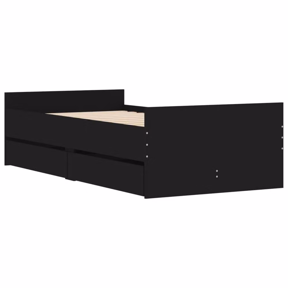 Berkfield Home Modern Small Single Bed Frame with Drawers, Black, W: 75 cm x D: 190 cm – 3