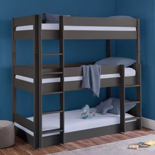 Julian Bowen Trio Two-Tier Bunk Bed in Anthracite Grey with Side Compartments – 1