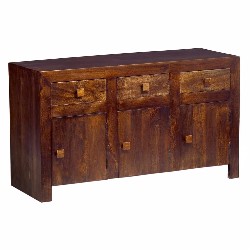 Wyld Haus Phuket Large Mango Wood Sideboard with 3 Drawers and 3 Doors in Brown, W/D/H: 135 x 45 x 75 cm – 2