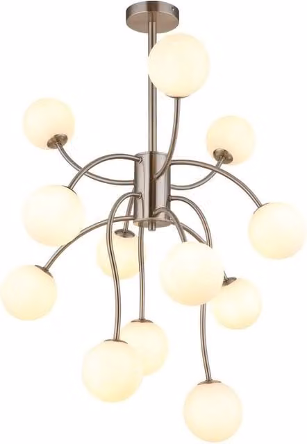 Netlighting Riha Multi Arm Pendant Ceiling Light in Grey Matt Nickel with 12x G9 LED Bulbs 3000K