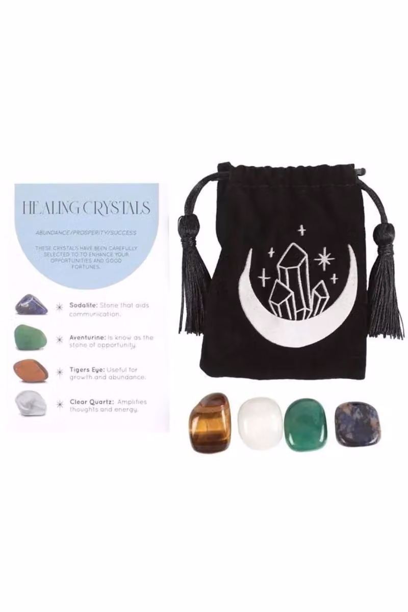 KDMD Success Healing Crystal Set with Moon Trinket Dish in Blue and Multicolour – 2