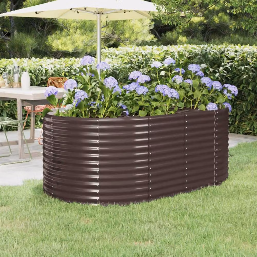 Berkfield Home Garden Powder-coated Steel Raised Bed in Brown, W/D/H: 175 x 100 x 68 cm – 2