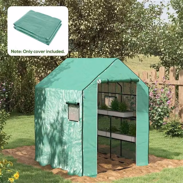 EONLION Green 143D-Reinforced Walk-in Greenhouse Cover, Width: 100 cm