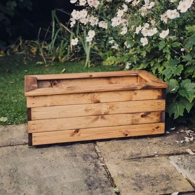 Churnet Valley Garden Furniture Ltd Valley Trough Medium Timber Planter, Brown, Pack of 3