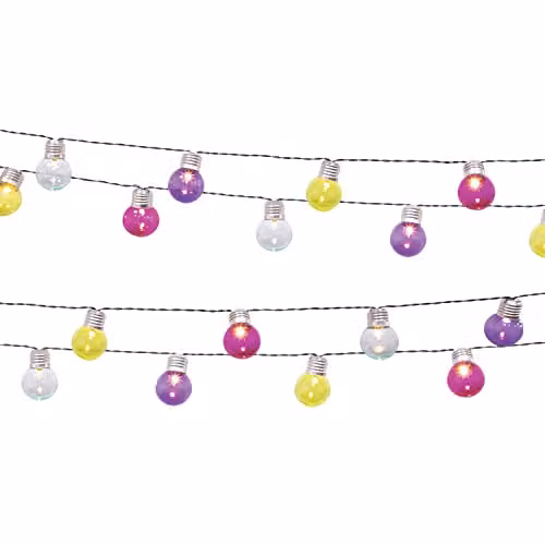GardenKraft 50 LED Multi-Coloured Retro Festoon String Lights with 12.3m Cord and 5m Lead Wire