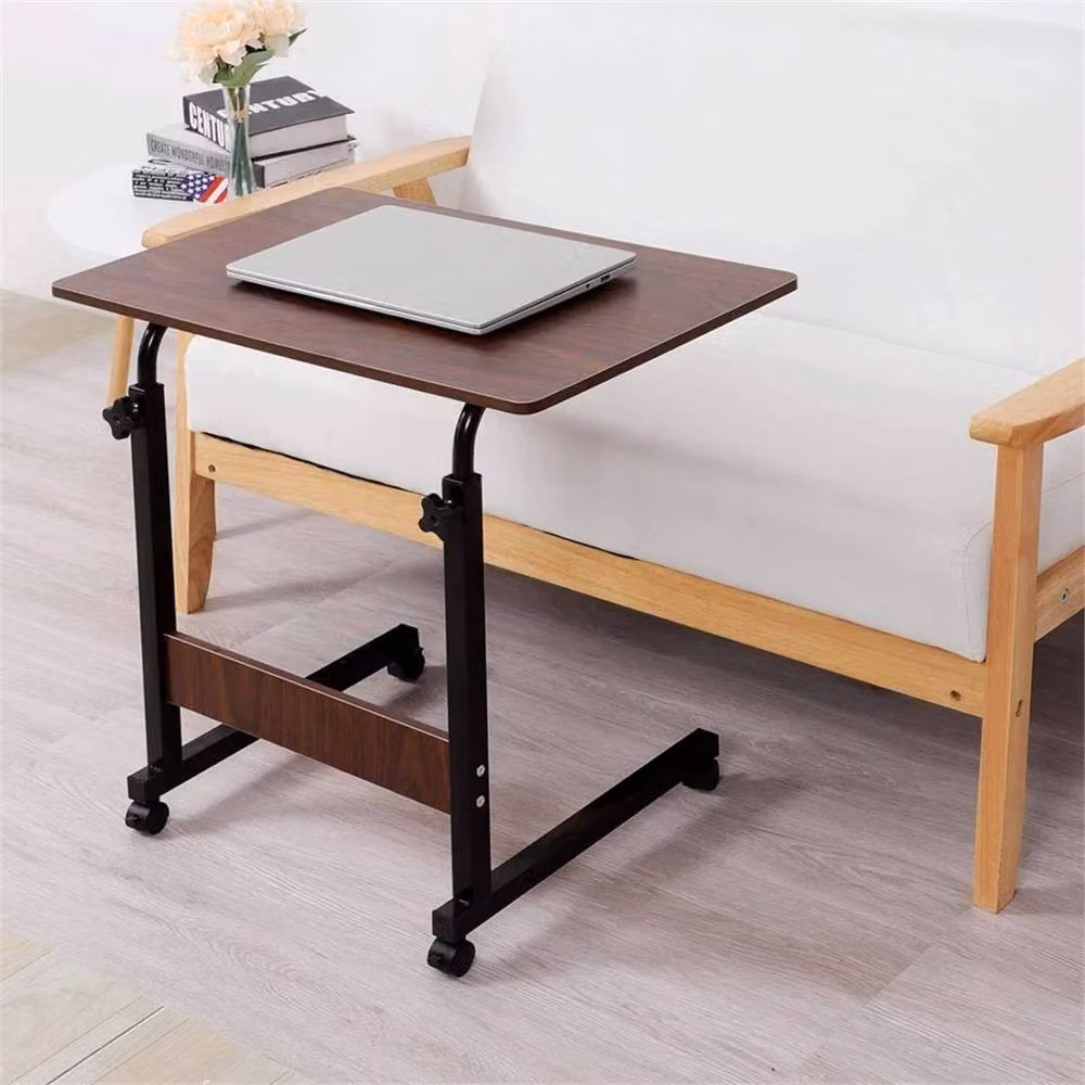 EONLION Height Adjustable Laptop Table Trolley in Brown, W/D/H: 100 x 40 x 70 cm – 3