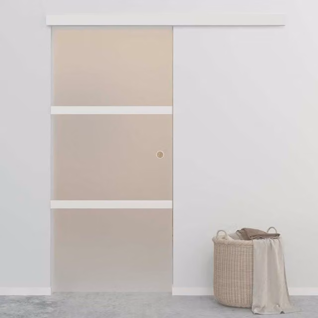 Berkfield Home Sliding ESG Glass and Aluminium Door, Silver, W: 90 cm, H: 212 cm