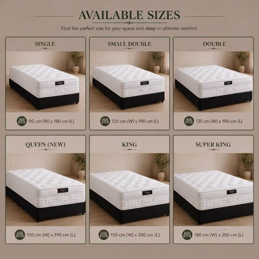 Stratus Interiors Dream Vendor Heritage 3000 Pocket Sprung Latex Pillow Top Mattress in White, Double, W: 140 cm, L: 200 cm – 5