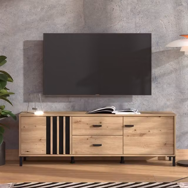 Dorel Home LAVAL TV Shelf, Artisan Oak, Natural Brown
