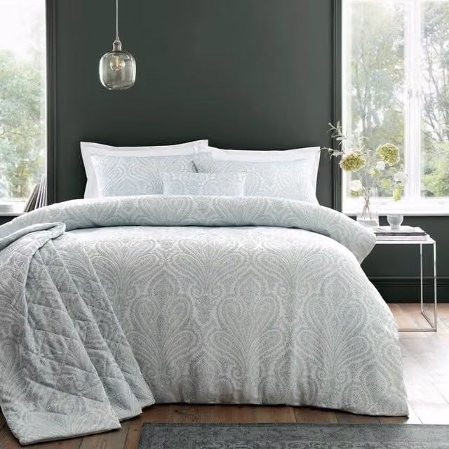 Portfolio Home Montpellier Green Paisley Jacquard Duvet Cover and Pillowcase Set, W/D/H: 180 x 200 cm, Pillowcase: 50 x 75 cm