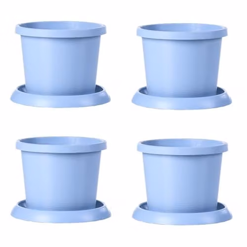 Garden Gear Mayan Blue Flowerpot with Saucer, Weatherproof Recycled Plastic, Diameter: 42 cm – 1