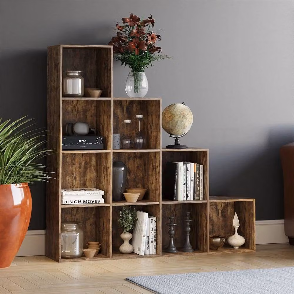 PAWNORA Modern 10 Cube Staircase Storage Unit in Brown – 4