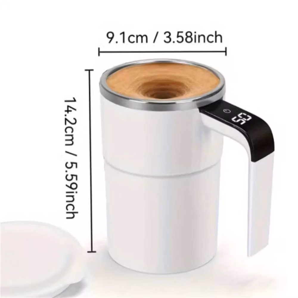 Nordara Self Stirring Electric Stainless Steel Mug in Black and White, 100ml – 2