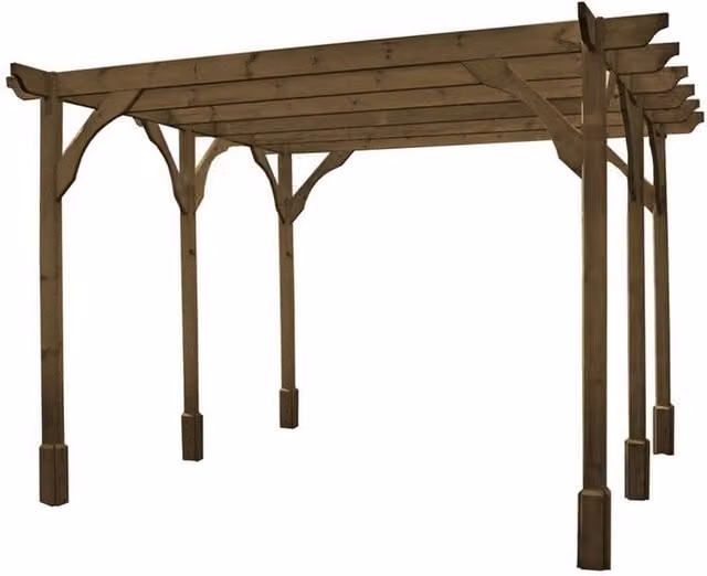 Rutland County Garden Furniture Ltd Premium 6 Post Wood Pergola in Brown and Light Green, W: 600 cm, D: 180 cm, H: 270 cm