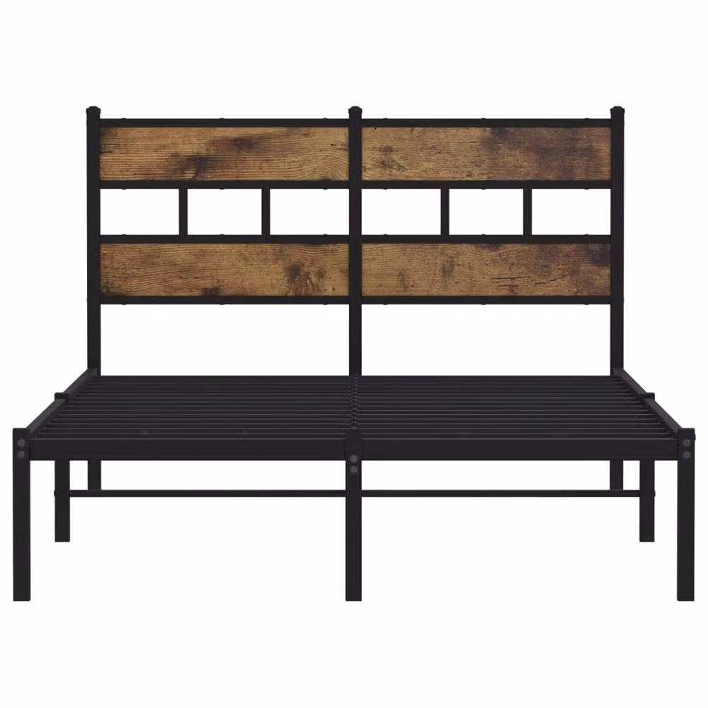 Berkfield Home Metal Bed Frame in Smoked Oak Brown, W/D/H: 120 x 200 cm – 4