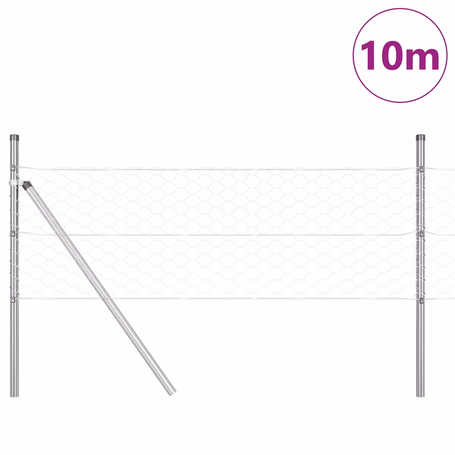 Berkfield Home Hexagon Fence in Silver Galvanised Steel, H: 0.5 m x W: 10 m – 2