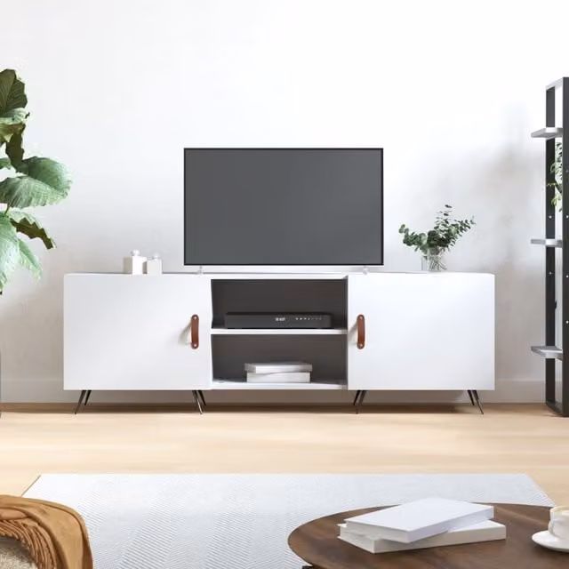 Berkfield Home Modern White TV Cabinet in Engineered Wood W/D/H: 150 x 50 x 30 cm