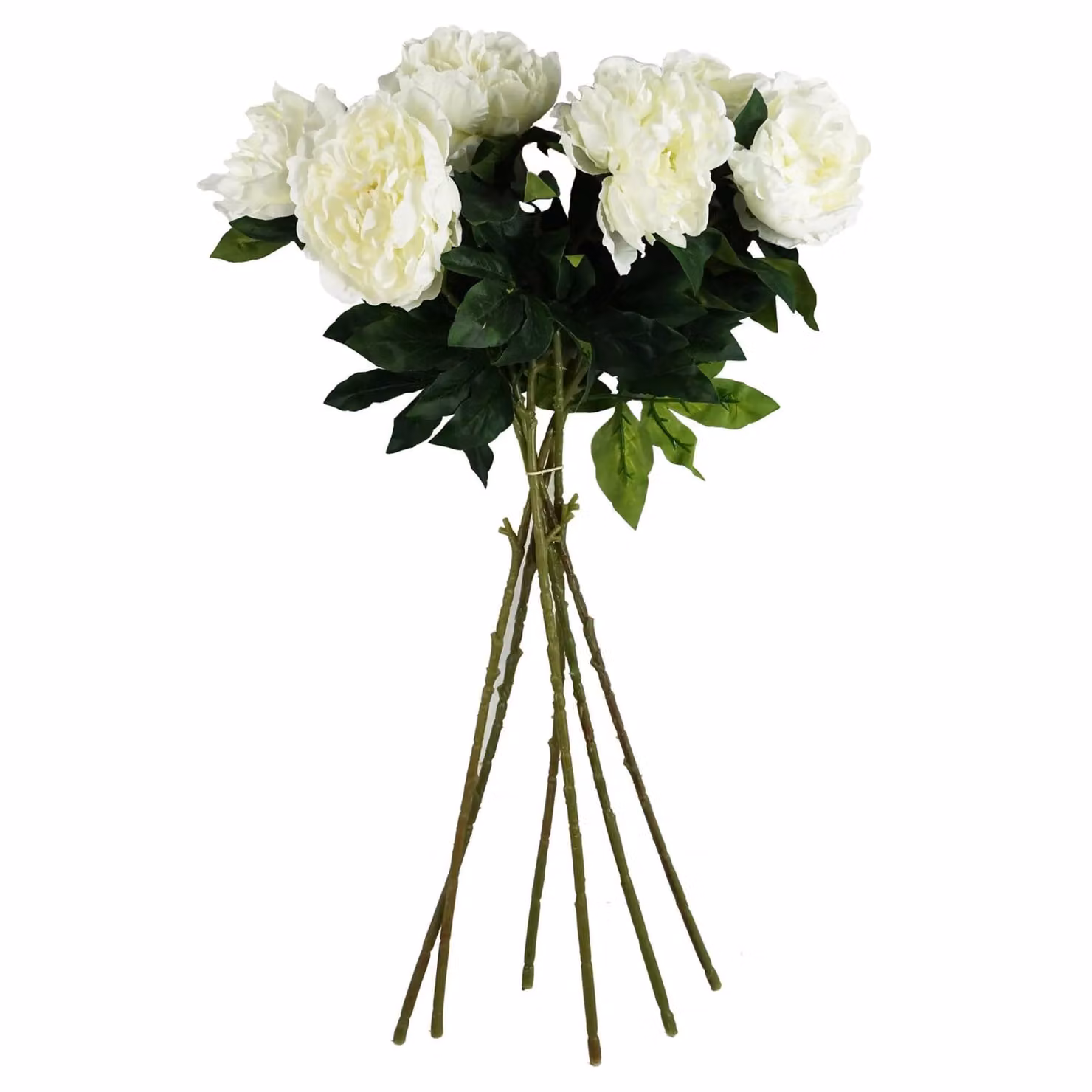 Leaf Pack of 6 Artificial Cream Peony Textile Stems, Height: 80 cm – 5